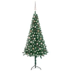 VidaXL Corner Artificial Christmas Tree LEDs&Ball Set White 180 Cm PVC -VIDAXL DECOR SHOP image 1 3077954