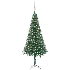 VidaXL Corner Artificial Christmas Tree LEDs&Ball Set White 210 Cm PVC -VIDAXL DECOR SHOP image 1 3077955