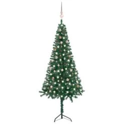 VidaXL Corner Artificial Christmas Tree LEDs&Ball Set Green 240 Cm PVC