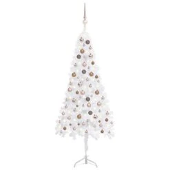 VidaXL Corner Artificial Christmas Tree LEDs&Ball Set White 180 Cm PVC