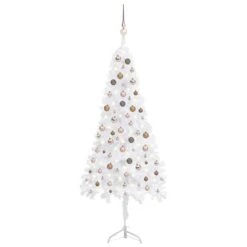 VidaXL Corner Artificial Christmas Tree LEDs&Ball Set White 210 Cm PVC -VIDAXL DECOR SHOP image 1 3077960