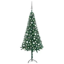 VidaXL Corner Artificial Christmas Tree LEDs&Ball Set Green 150 Cm PVC -VIDAXL DECOR SHOP image 1 3077963