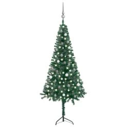 VidaXL Corner Artificial Christmas Tree LEDs&Ball Set White 210 Cm PVC -VIDAXL DECOR SHOP image 1 3077965