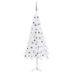 VidaXL Corner Artificial Christmas Tree LEDs&Ball Set White 240 Cm PVC -VIDAXL DECOR SHOP image 1 3077971