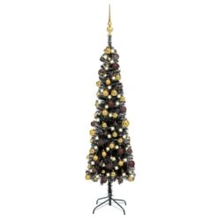 VidaXL Slim Christmas Tree With LEDs&Ball Set Blue 210 Cm -VIDAXL DECOR SHOP image 1 3078032