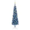 VidaXL Slim Christmas Tree With LEDs&Ball Set Blue 210 Cm