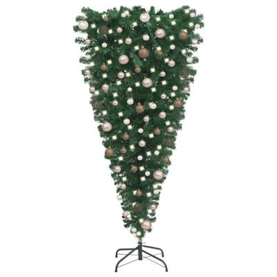 VidaXL Upside-down Artificial Christmas Tree With LEDs&Ball Set 240 Cm 3 VidaXL Upside-down Artificial Christmas Tree With LEDs&Ball Set 240 Cm