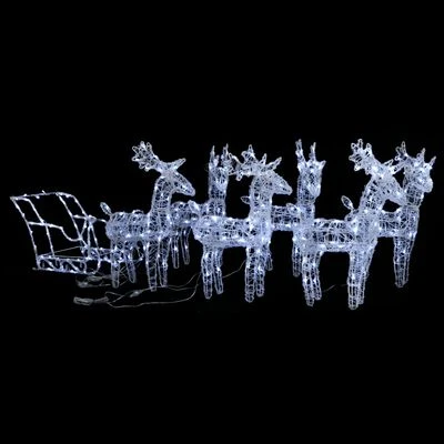 VidaXL Reindeers & Sleigh Christmas Decoration 320 LEDs Acrylic 4 VidaXL Reindeers & Sleigh Christmas Decoration 320 LEDs Acrylic - Image 2