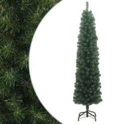 VidaXL Slim Artificial Christmas Tree With Stand Green 210 Cm PVC