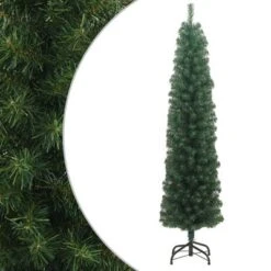 VidaXL Slim Artificial Christmas Tree With Stand Green 240 Cm PVC