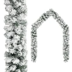 VidaXL Christmas Garland With Flocked Snow Green 20 M PVC