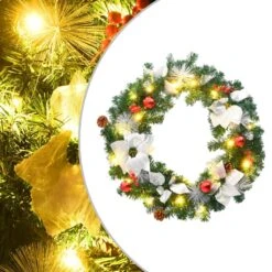 VidaXL Christmas Wreath With LED Lights Green 60 Cm PVC -VIDAXL DECOR SHOP image 1 321516 1