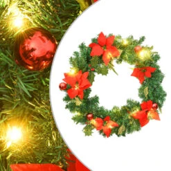 VidaXL Christmas Wreath With LED Lights Green 60 Cm PVC -VIDAXL DECOR SHOP image 1 321517