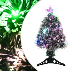 VidaXL Christmas Tree With LEDs Green And White 64 Cm Fibre Optic