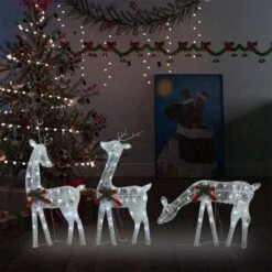 VidaXL Christmas Reindeer Family 270x7x90 Cm White Cold White Mesh -VIDAXL DECOR SHOP image 1 328506