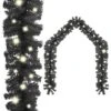 VidaXL Christmas Garland With LED Lights 5 M Black