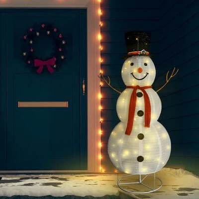VidaXL Decorative Christmas Snowman Figure LED Luxury Fabric 180cm 4 VidaXL Decorative Christmas Snowman Figure LED Luxury Fabric 180cm - Image 2