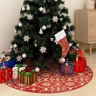 VidaXL Luxury Christmas Tree Skirt With Sock Red 122 Cm Fabric 4 VidaXL Luxury Christmas Tree Skirt With Sock Red 122 Cm Fabric - Image 2