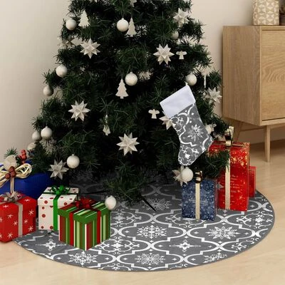 VidaXL Luxury Christmas Tree Skirt With Sock Grey 122 Cm Fabric 4 VidaXL Luxury Christmas Tree Skirt With Sock Grey 122 Cm Fabric - Image 2