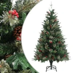 VidaXL Christmas Tree With Pine Cones Green 150 Cm PVC&PE