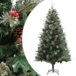 VidaXL Christmas Tree With Pine Cones Green 195 Cm PVC&PE