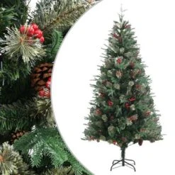 VidaXL Christmas Tree With Pine Cones Green 225 Cm PVC&PE