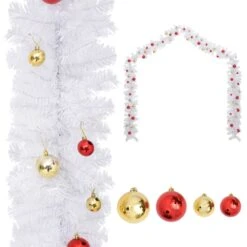 VidaXL Christmas Garland Decorated With Baubles White 10 M -VIDAXL DECOR SHOP image 1 340735 1