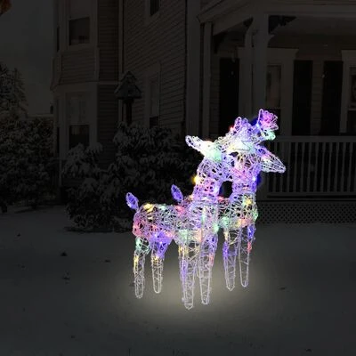 VidaXL Christmas Reindeers 2 Pcs Multicolour 80 LEDs Acrylic 4 VidaXL Christmas Reindeers 2 Pcs Multicolour 80 LEDs Acrylic - Image 2