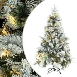 VidaXL Christmas Tree With Flocked Snow&LEDs&Cones 120 Cm PVC&PE