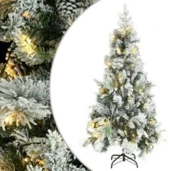 VidaXL Christmas Tree With Flocked Snow&LEDs&Cones 225 Cm PVC&PE