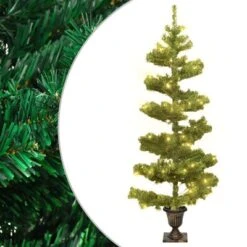 VidaXL Swirl Christmas Tree With Pot And LEDs Green 120 Cm PVC