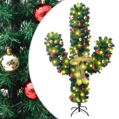 VidaXL Christmas Cactus With Stand And LED Green 210 Cm PVC 3 VidaXL Christmas Cactus With Stand And LED Green 210 Cm PVC