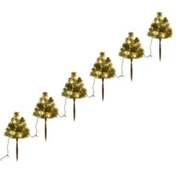VidaXL Christmas Pathway Trees 6 Pcs With Warm White LEDs 45 Cm PVC