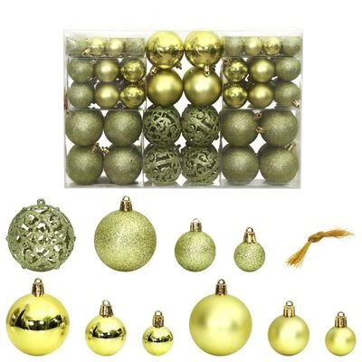 VidaXL Christmas Baubles 100 Pcs Light Green 3 / 4 / 6 Cm 3 VidaXL Christmas Baubles 100 Pcs Light Green 3 / 4 / 6 Cm