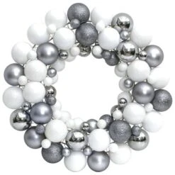 VidaXL Christmas Wreath White And Grey 45 Cm Polystyrene
