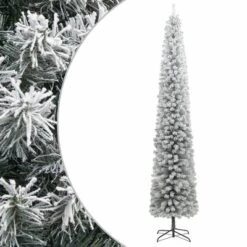 VidaXL Slim Christmas Tree With Stand And Flocked Snow 270 Cm PVC