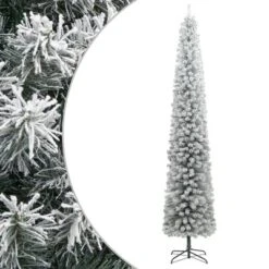 VidaXL Slim Christmas Tree With Stand And Flocked Snow 300 Cm PVC