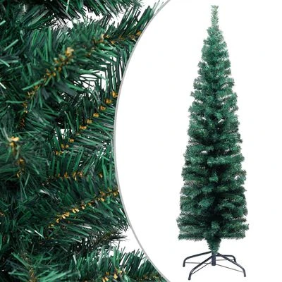 VidaXL Slim Artificial Christmas Tree With LEDs&Ball Set Green 180 Cm 4 VidaXL Slim Artificial Christmas Tree With LEDs&Ball Set Green 180 Cm - Image 2