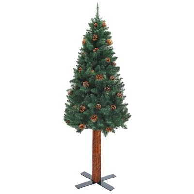 VidaXL Slim Christmas Tree With LEDs&Ball Set Green 150 Cm PVC 4 VidaXL Slim Christmas Tree With LEDs&Ball Set Green 150 Cm PVC - Image 2