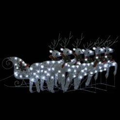 VidaXL Reindeer & Sleigh Christmas Decoration 140 LEDs Outdoor Silver -VIDAXL DECOR SHOP image 2 3100431 1