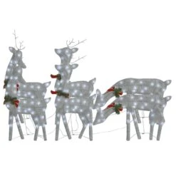 VidaXL Christmas Reindeers 6 Pcs Silver Cold White Mesh -VIDAXL DECOR SHOP image 2 3154248 1