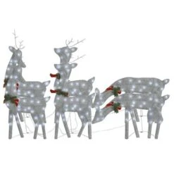 VidaXL Christmas Reindeers 6 Pcs Silver Cold White Mesh