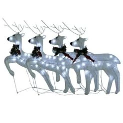 VidaXL Christmas Reindeers 4 Pcs White 80 LEDs