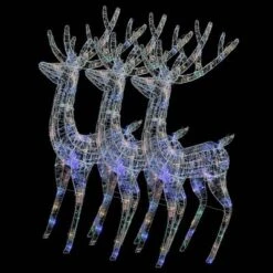 VidaXL XXL Acrylic Christmas Reindeers 250 LED 3 Pcs 180 Cm Multicolour