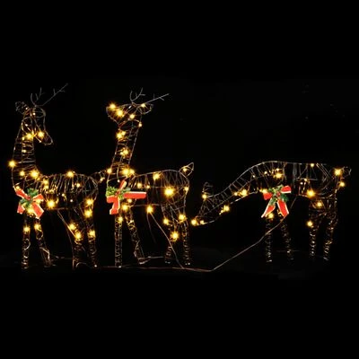 VidaXL Christmas Reindeer Families 2 Pcs 180 LEDs Warm White Rattan 4 VidaXL Christmas Reindeer Families 2 Pcs 180 LEDs Warm White Rattan - Image 2