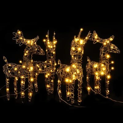 VidaXL Christmas Decorations 4 Pcs Reindeers 160 LEDs Warm White Rattan 4 VidaXL Christmas Decorations 4 Pcs Reindeers 160 LEDs Warm White Rattan - Image 2