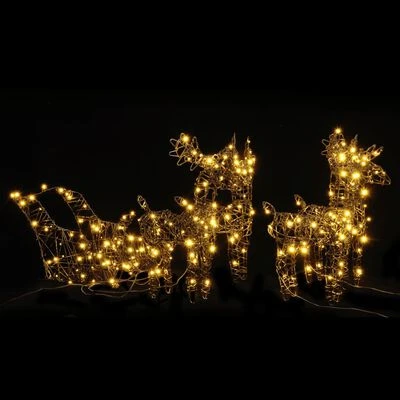 VidaXL Christmas Decoration Reindeers&Sleighs 240 LEDs Warm White Rattan 4 VidaXL Christmas Decoration Reindeers&Sleighs 240 LEDs Warm White Rattan - Image 2