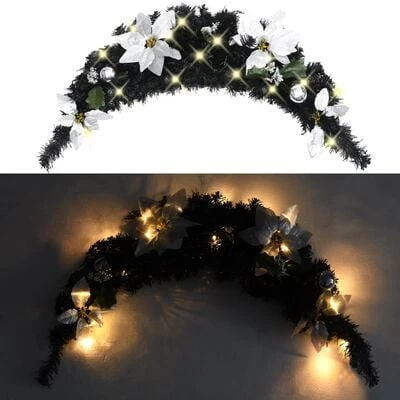 VidaXL Christmas Arch With LED Lights Black 90 Cm PVC 4 VidaXL Christmas Arch With LED Lights Black 90 Cm PVC - Image 2