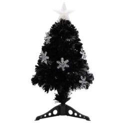 VidaXL Christmas Tree With LED Snowflakes Black 64 Cm Fibre Optic 12 VidaXL Christmas Tree With LED Snowflakes Black 64 Cm Fibre Optic -VIDAXL DECOR SHOP image 2 328460