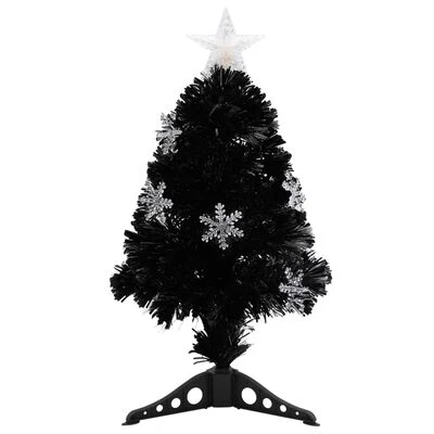 VidaXL Christmas Tree With LED Snowflakes Black 64 Cm Fibre Optic 4 VidaXL Christmas Tree With LED Snowflakes Black 64 Cm Fibre Optic - Image 2